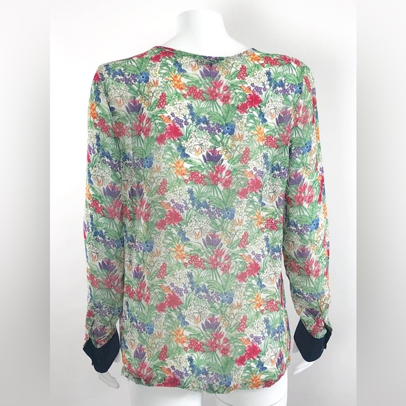 Equipment Femme Silk Sheer Floral Top Blouse Long Sleeve - Picture 6 of 12